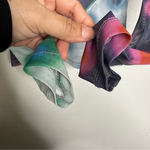 MIAOU Polka Dot PatchworkLong Sleeve Mesh Sheer T-shirt Sz S Y2K Bratz 2000’s - Picture 6 of 14